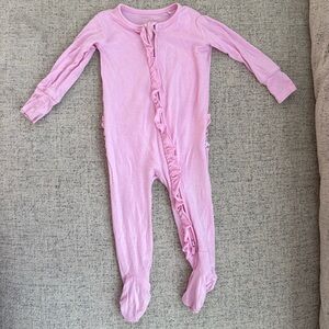 Posh Peanut Ruffled Onesie in Pink